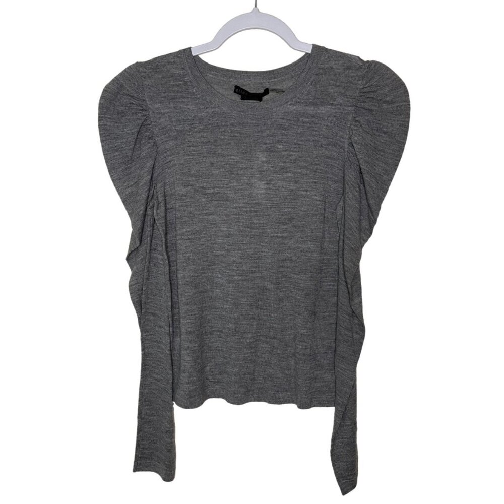 Alice + Olivia | Grey Puff Sleeve Wool Sweater